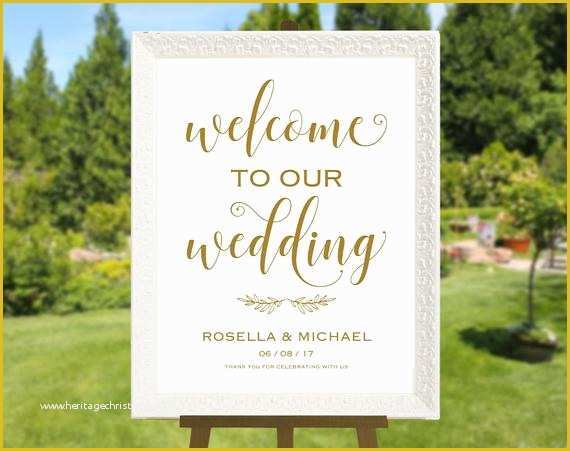 Welcome to Our Wedding Template Free Of Gold Wedding Wel E Sign Template Wel E to Our Wedding