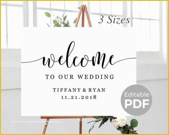 Welcome to Our Wedding Template Free Of Rustic Wel E Sign Template for Wedding Printable Modern