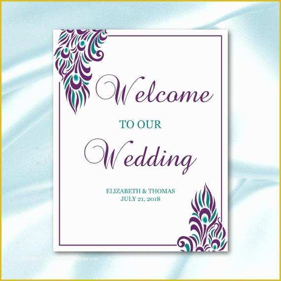 Welcome to Our Wedding Template Free Of Wedding Wel E Sign Template Purple Teal by