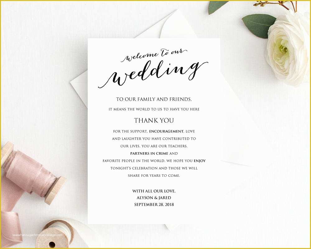 Welcome to Our Wedding Template Free Of Wel E to Our Wedding Card · Wedding Templates and Printables