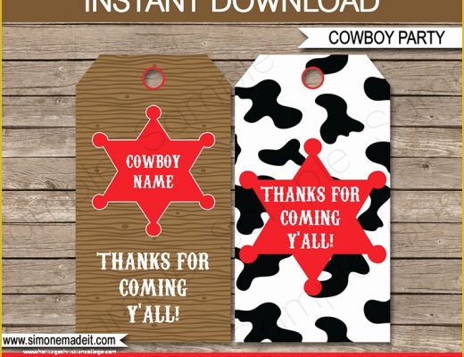 Western Label Templates Free Of Cowboy Party Favor Tags Thank You Tags