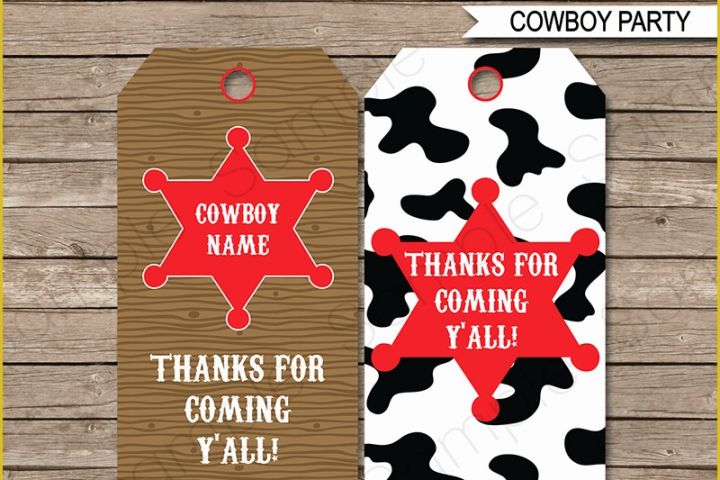 Western Label Templates Free Of Cowboy Party Favor Tags Thank You Tags