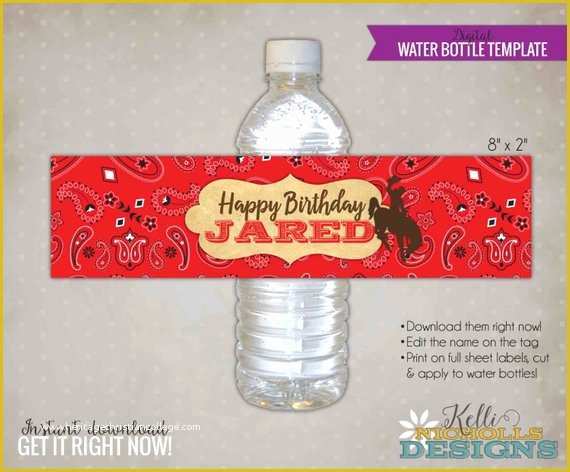 Western Label Templates Free Of Red Western Water Bottle Label Template Cowboy Party