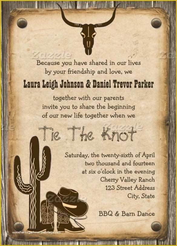 Western themed Invitations Templates Free Of 28 Western Wedding Invitation Templates – Free Sample