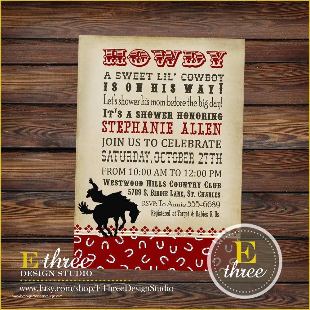 Western themed Invitations Templates Free Of Cowboy Baby Shower Invitation Western Shower Invitations