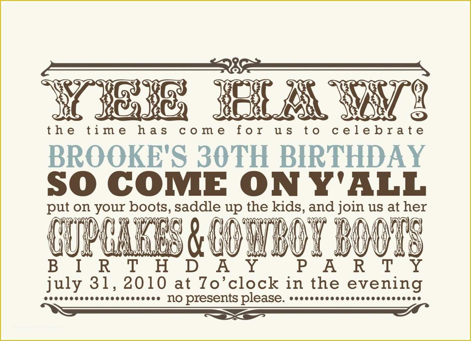 Western themed Invitations Templates Free Of Items Similar to Custom Western Party Invitation
