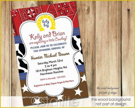 Western themed Invitations Templates Free Of Western Baby Shower Invitation Boy Cowboy Baby Shower