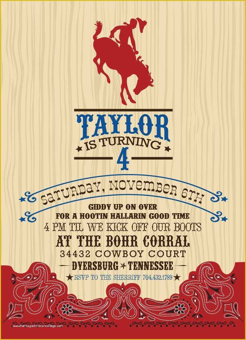 Western themed Invitations Templates Free Of Western Party Invitations