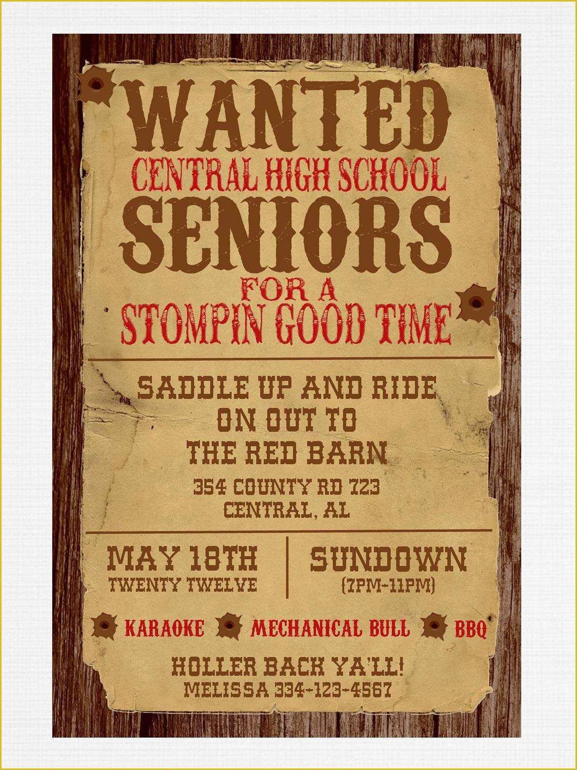 Western themed Invitations Templates Free Of Western Party Invitations