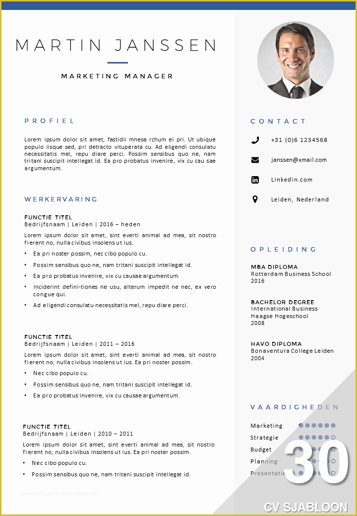 What is the Best Free Resume Template Of Cv Sjabloon 30 Voorbeeld Cv Sjabloon In Word