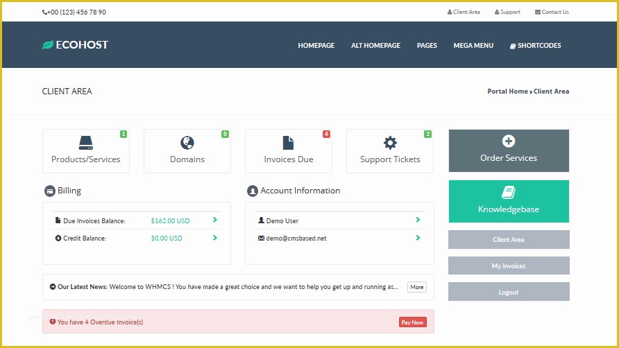 Whmcs Client area Templates Free Of Ecohost Wordpress Template Whmcs Marketplace