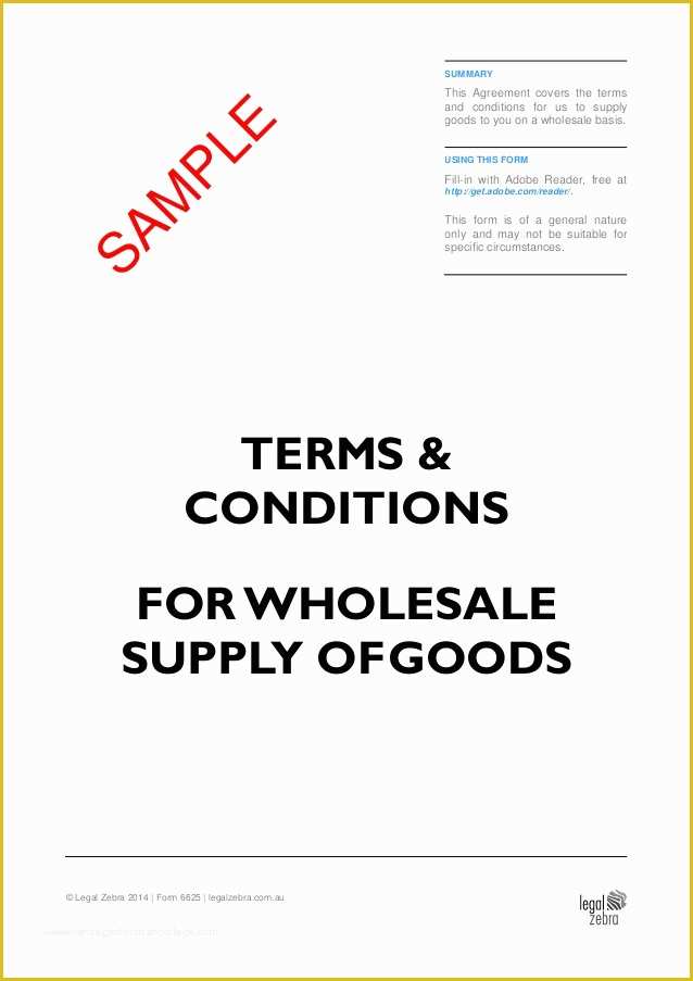 Wholesale Terms and Conditions Template Free Of Terms & Conditions for wholesale Supply Of Goods Template