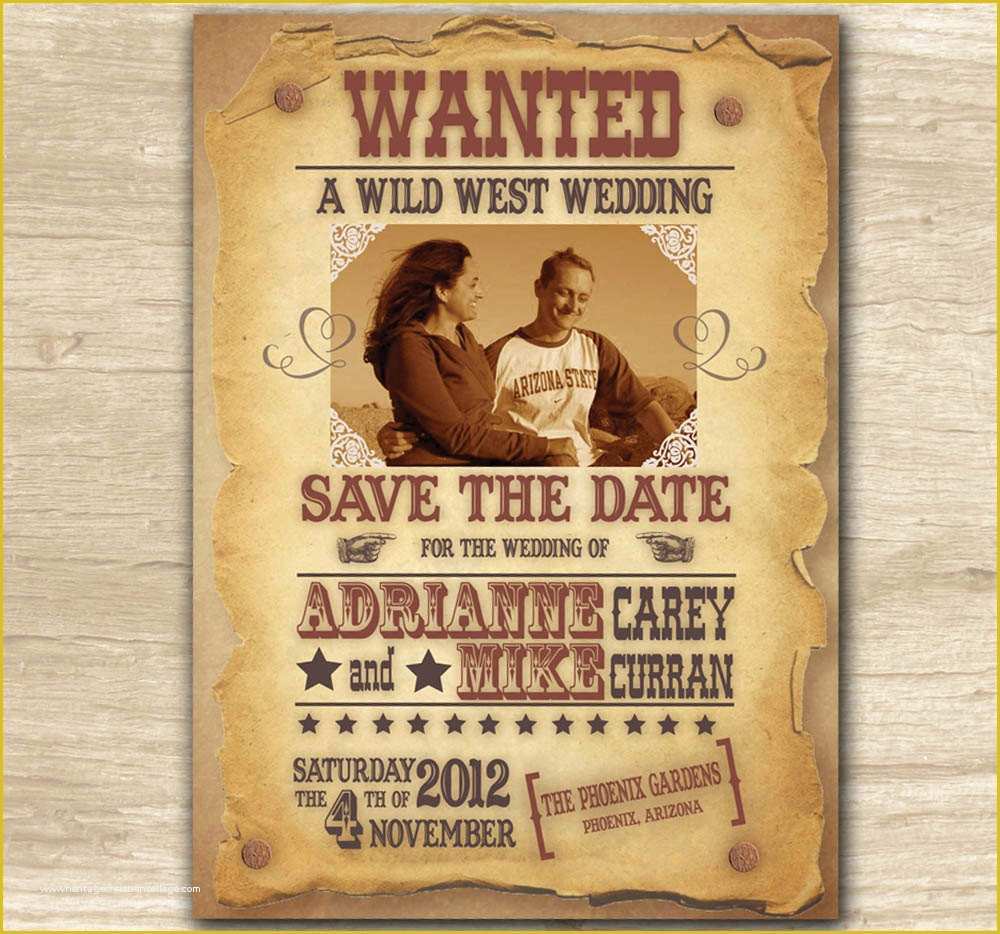 Wild West Wanted Poster Template Free Of Custom Wild West Western Wanted Poster Save the Date