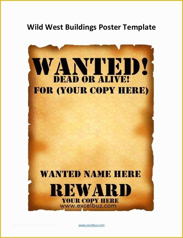 Wild West Wanted Poster Template Free Of Printable Wanted Poster Templates