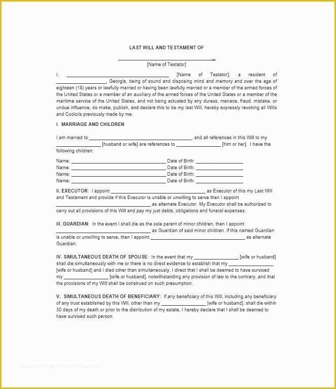 Will Testament Template Free Of 39 Last Will and Testament forms & Templates Template Lab