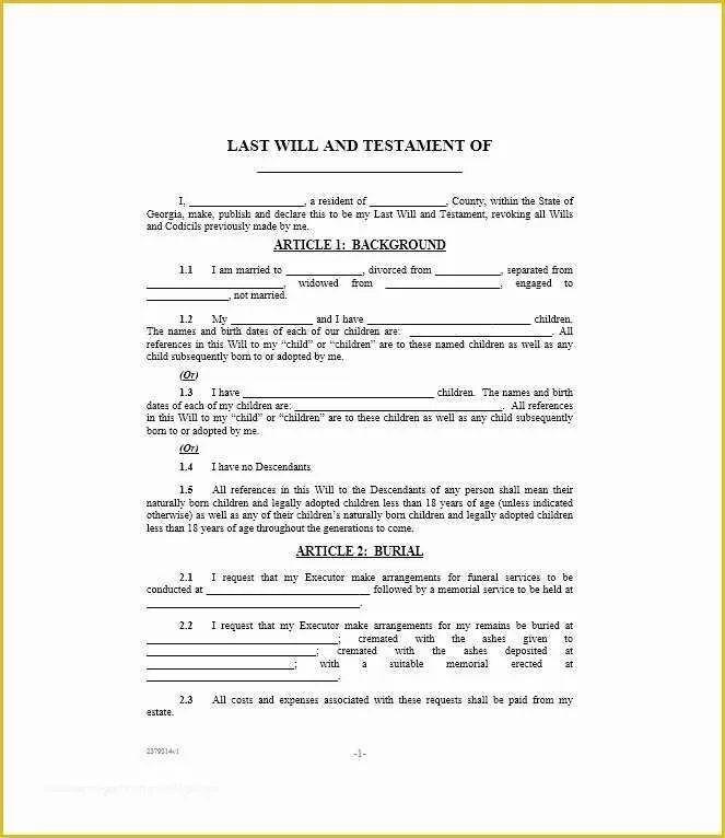 Will Testament Template Free Of 39 Last Will and Testament forms & Templates Template Lab