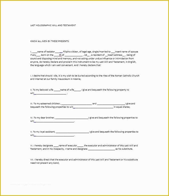 Will Testament Template Free Of 39 Last Will and Testament forms & Templates Template Lab