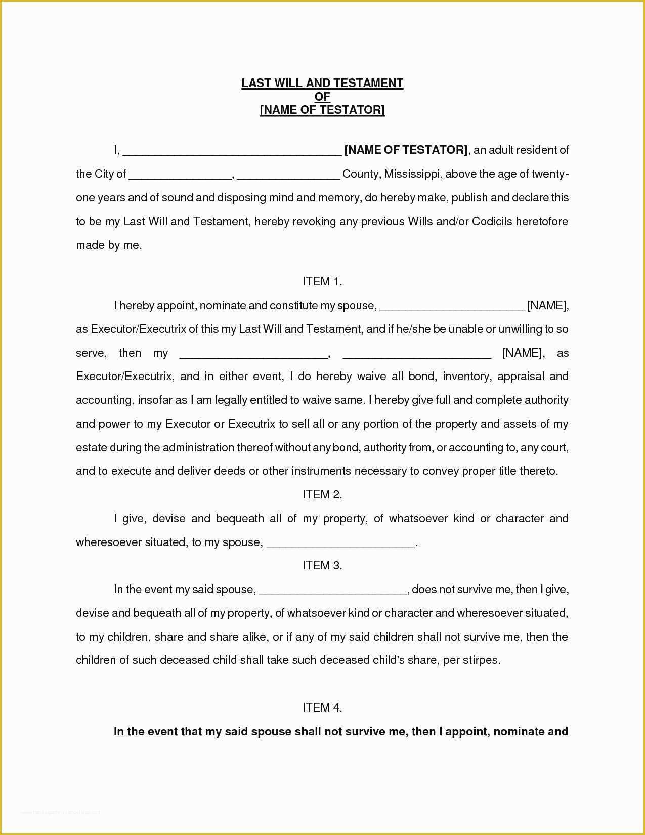 Will Testament Template Free Of Unique Last Will and Testament Template Pdf Uk