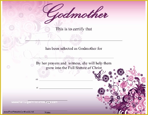 Will You Be My Godmother Free Template Of A Godmother Certificate with A Beautiful Modern Purple