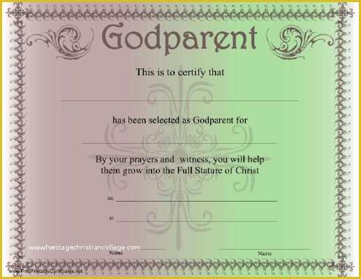 Will You Be My Godmother Free Template Of This Printable Certificate Certifies the Selection Of A