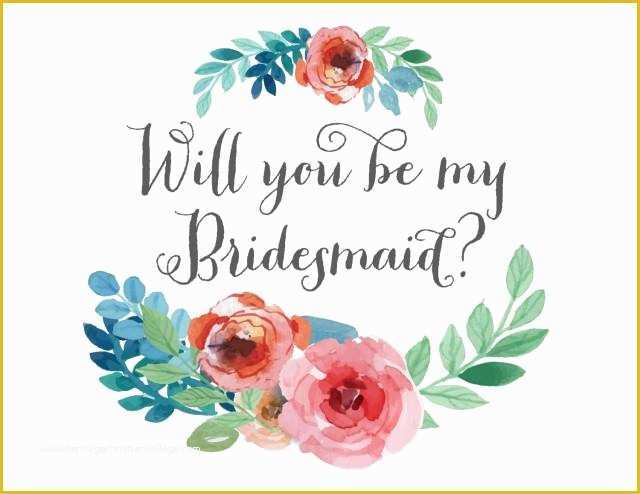 Will You Be My Godmother Free Template Of Will You Be My Bridesmaid Card Floral Watercolor