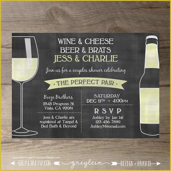 Wine and Cheese Party Invitation Template Free Of Perfect Pair Invitations Chalkboard Invites Engagement