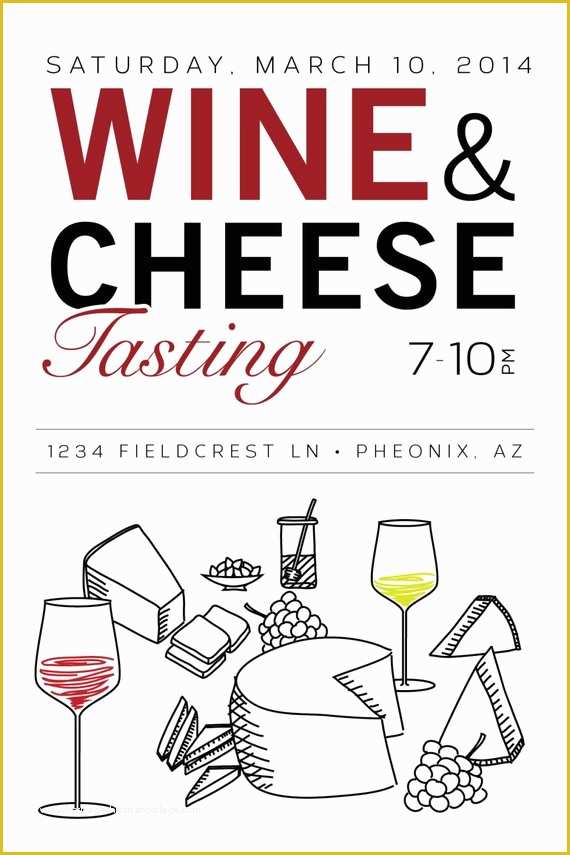 Wine and Cheese Party Invitation Template Free Of Printable Editable 4x6 Wine &amp; Cheese Party Invitation and