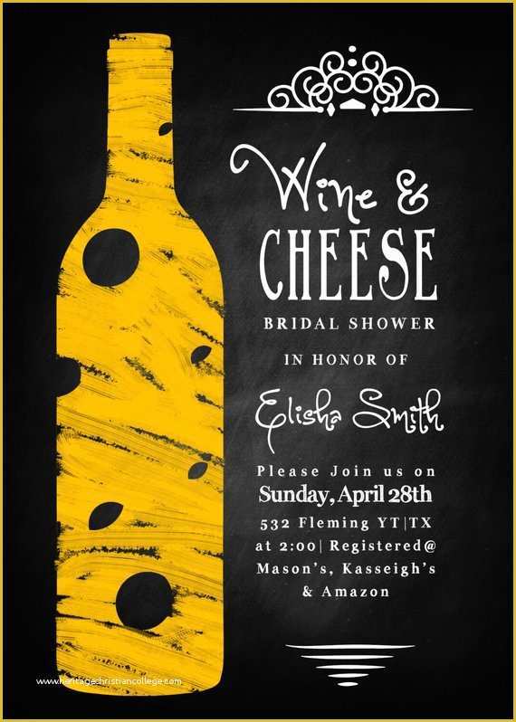 Wine and Cheese Party Invitation Template Free Of Wine & Cheese Bridal Shower Invitation by Leeshaloodesignz