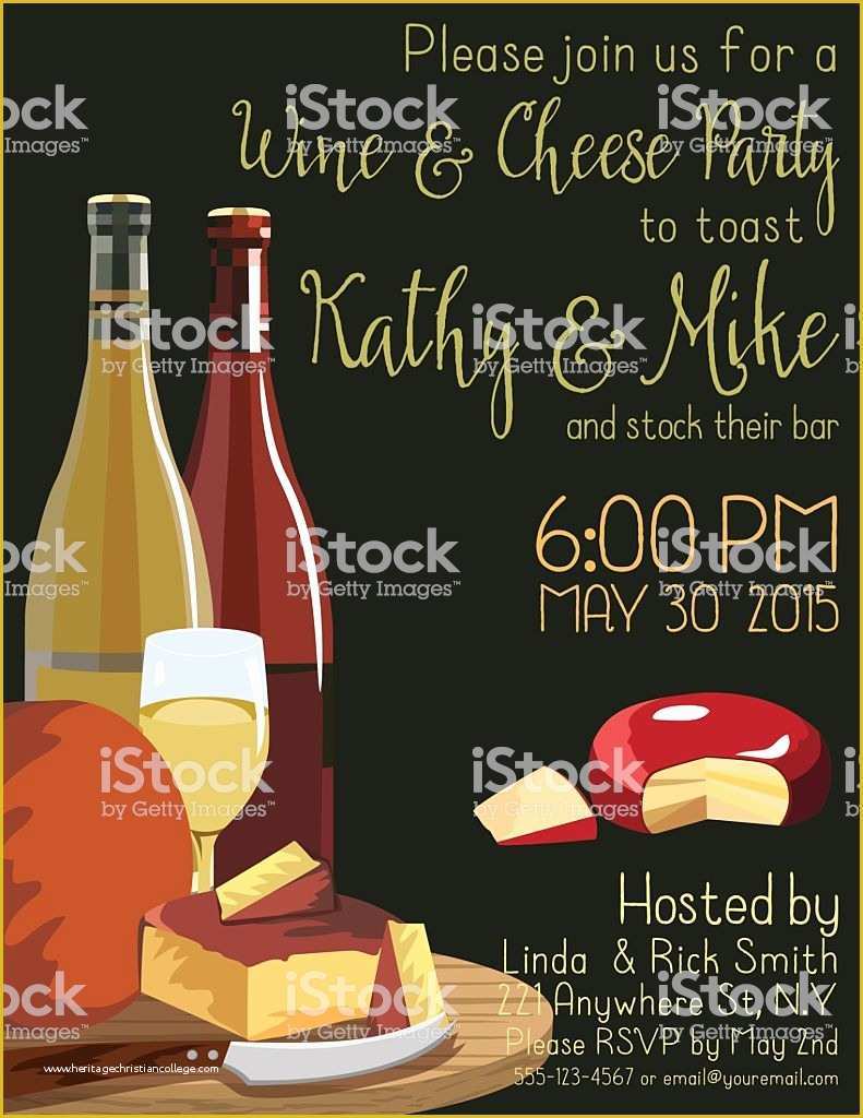 Wine and Cheese Party Invitation Template Free Of Wine and Cheese Party Invitation Template Stock Vector Art
