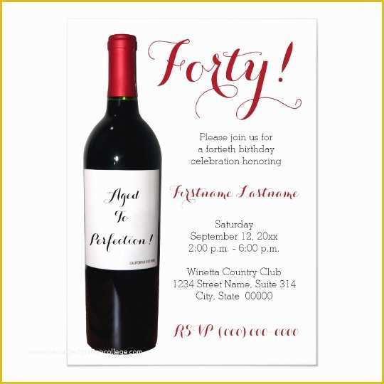 Wine Bottle Invitation Template Free Of 40th Birthday Wine Bottle Invitations