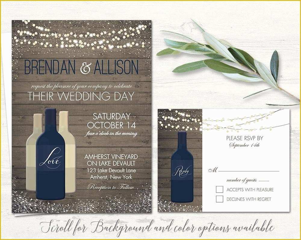 Wine Bottle Invitation Template Free Of Vineyard Wedding Invitations Set Printable Rustic Wine Country