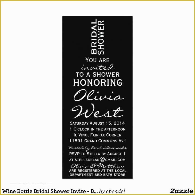 Wine Bottle Invitation Template Free Of Wine Bottle Bridal Shower Invite Black