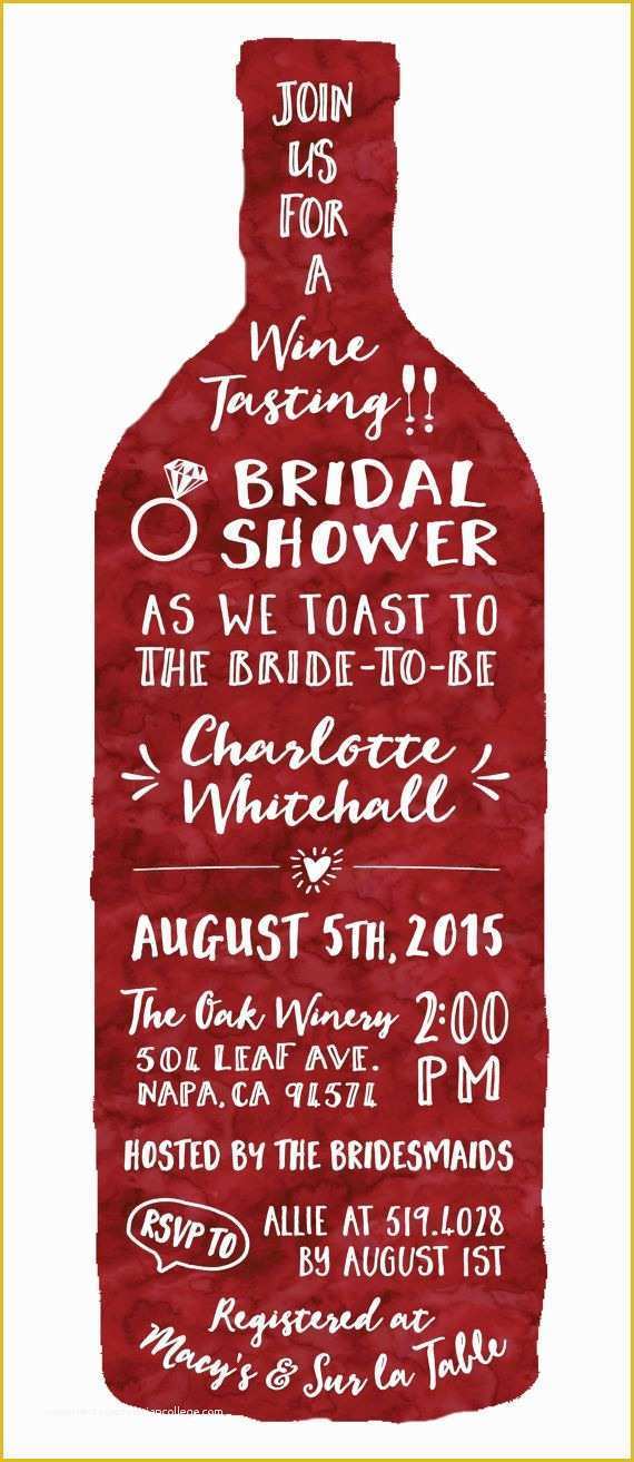Wine Bottle Invitation Template Free Of Wine Tasting theme Bridal Shower Invitations Modern