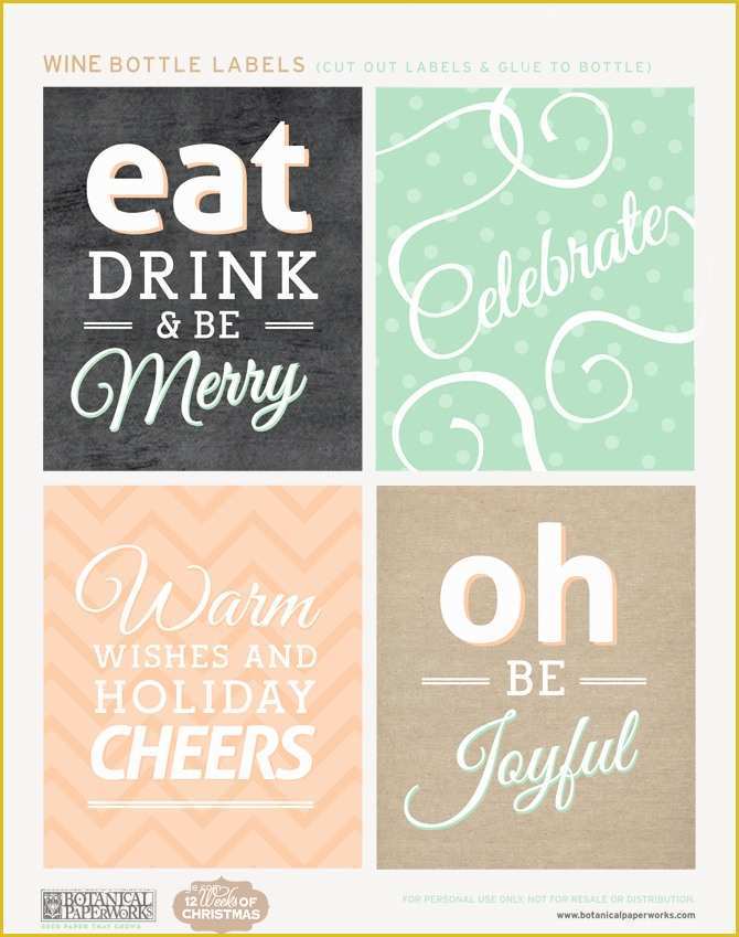 Wine Bottle Tag Template Free Of Free Printable Holiday Bottle Labels and Gift Tags