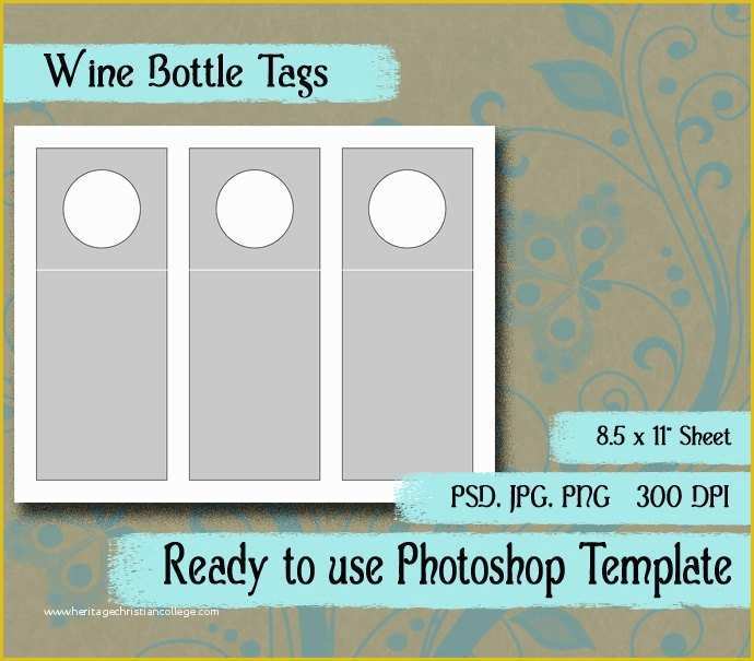 Wine Bottle Tag Template Free Of Scrapbook Digital Collage Shop Template 3" X 7 1 2
