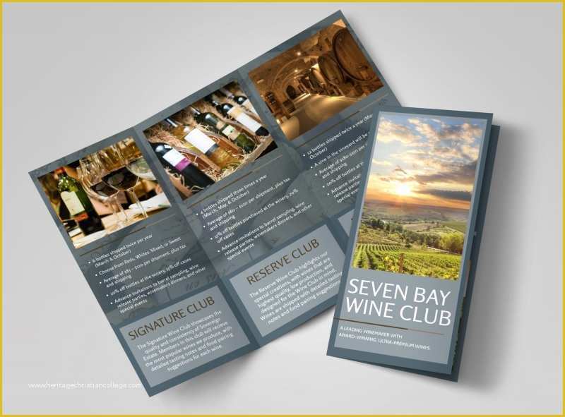 Wine Brochure Template Free Of Seven Bay Wine Club Tri Fold Brochure Template
