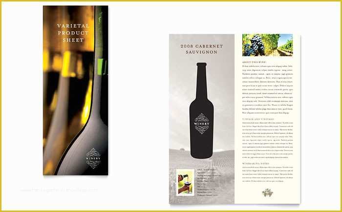 Wine Brochure Template Free Of Vineyard & Winery Datasheet Template Design
