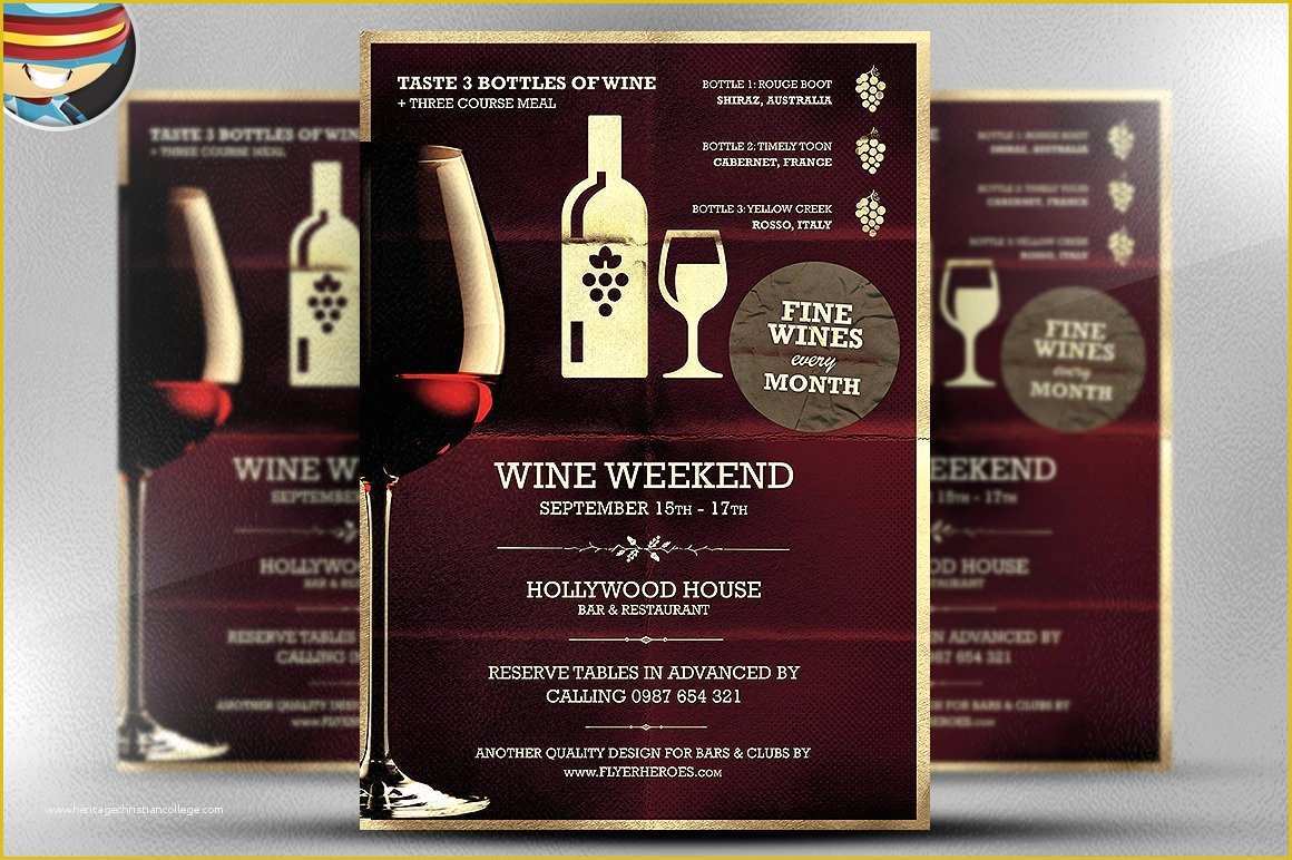 Wine Brochure Template Free Of Wine Night Poster Template Templates Creative Market