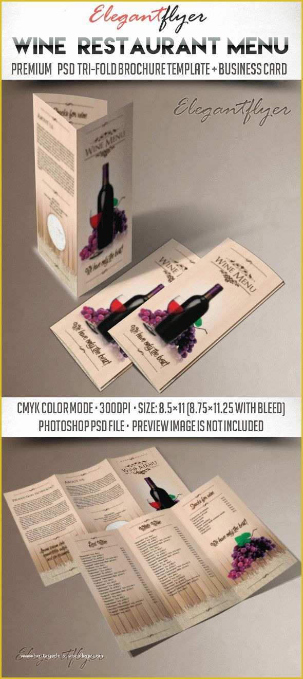 Wine Brochure Template Free Of Wine Restaurant Tri Fold Menu – Psd Template – by Elegantflyer