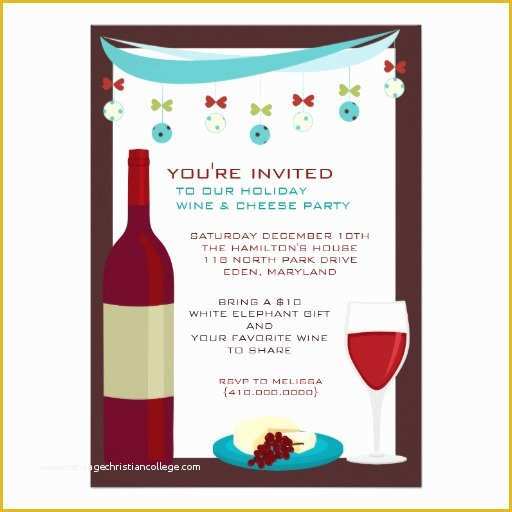 Wine Invitation Template Free Of Holiday Wine &amp; Cheese Party Invitations 5&quot; X 7&quot; Invitation