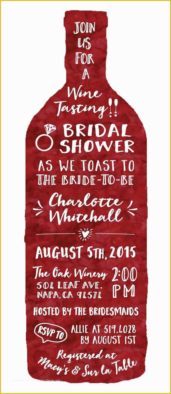 Wine Invitation Template Free Of Wine Tasting theme Bridal Shower Invitations Modern