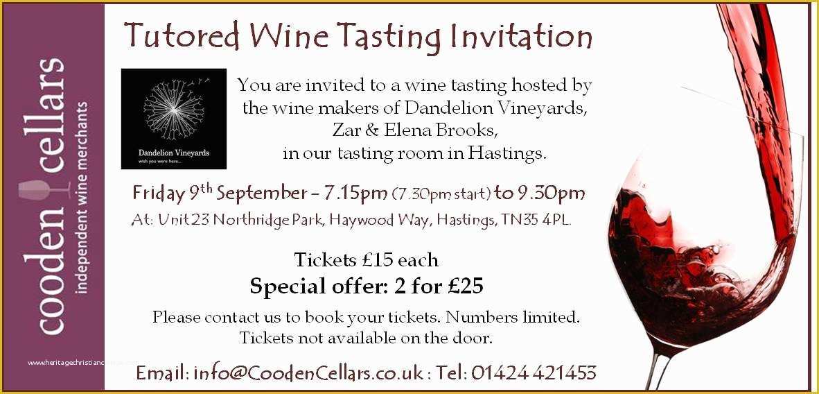 Wine Tasting Invitation Template Free Of Cooden Cellars Tasting event Dandelion Vineyards