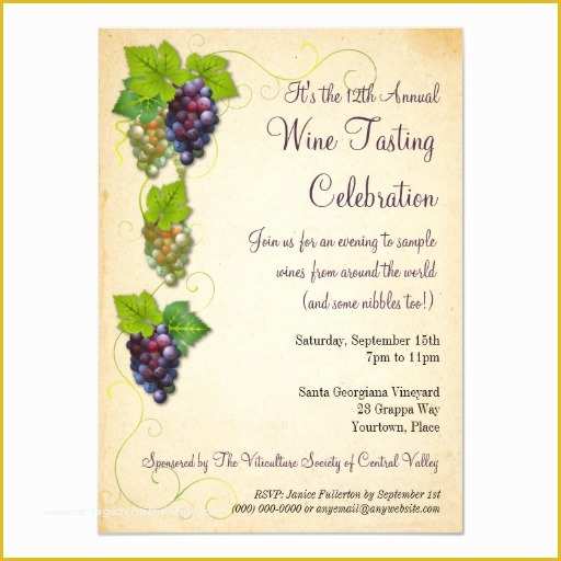 Wine Tasting Invitation Template Free Of Grapevine Wine Tasting Party Invitation