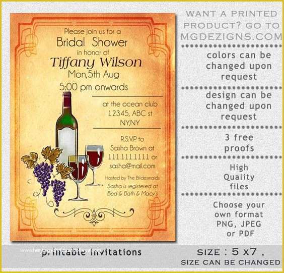 Wine Tasting Invitation Template Free Of Printable Bridal Shower Invitation Template Rustic Bridal