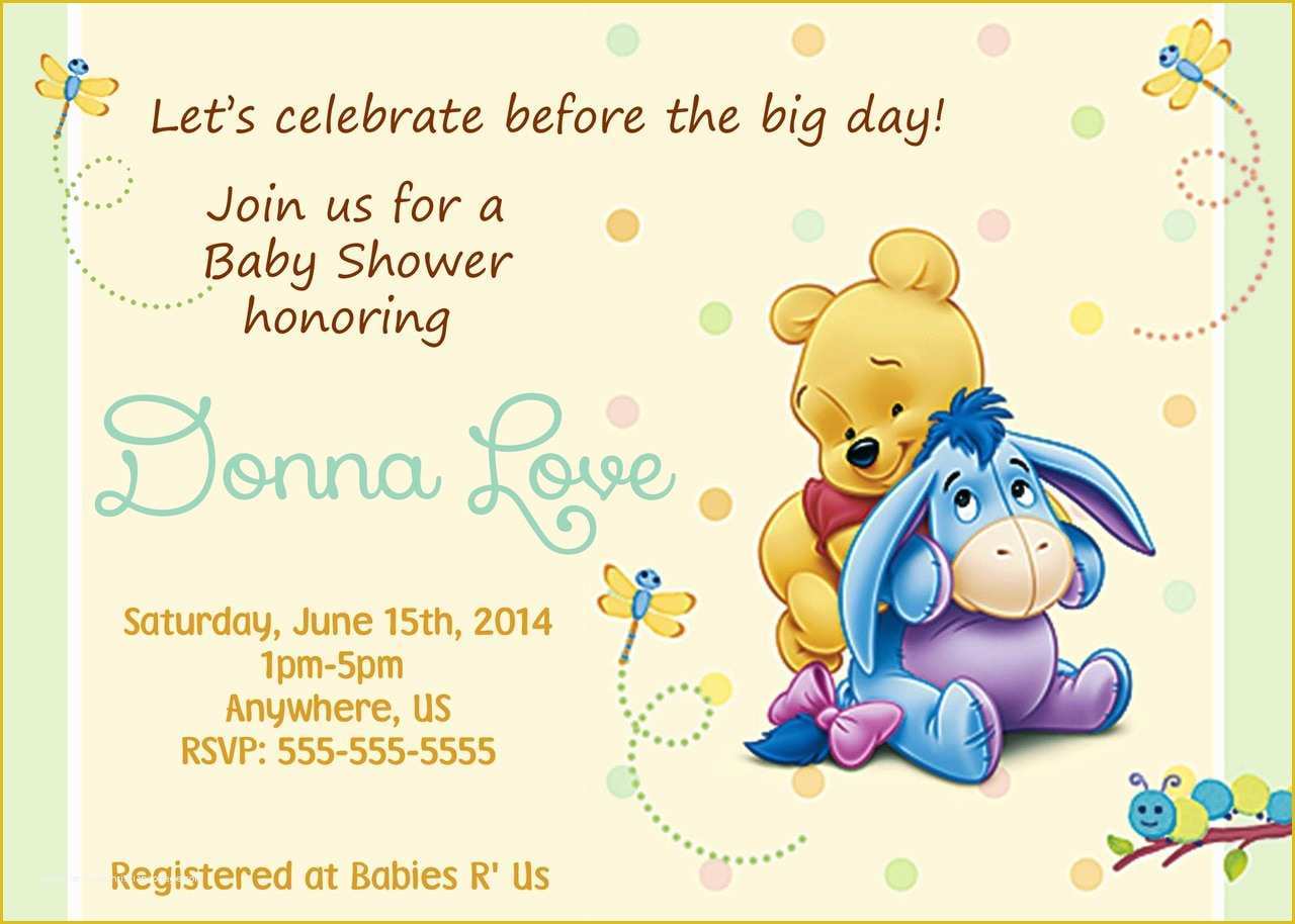 Winnie the Pooh Baby Shower Invitations Templates Free Of Baby Shower Winnie the Pooh Invitations