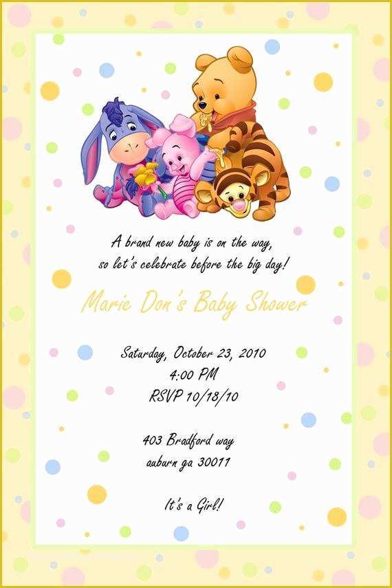 Winnie the Pooh Baby Shower Invitations Templates Free Of Custom Baby Shower Invitation Winnie the Pooh