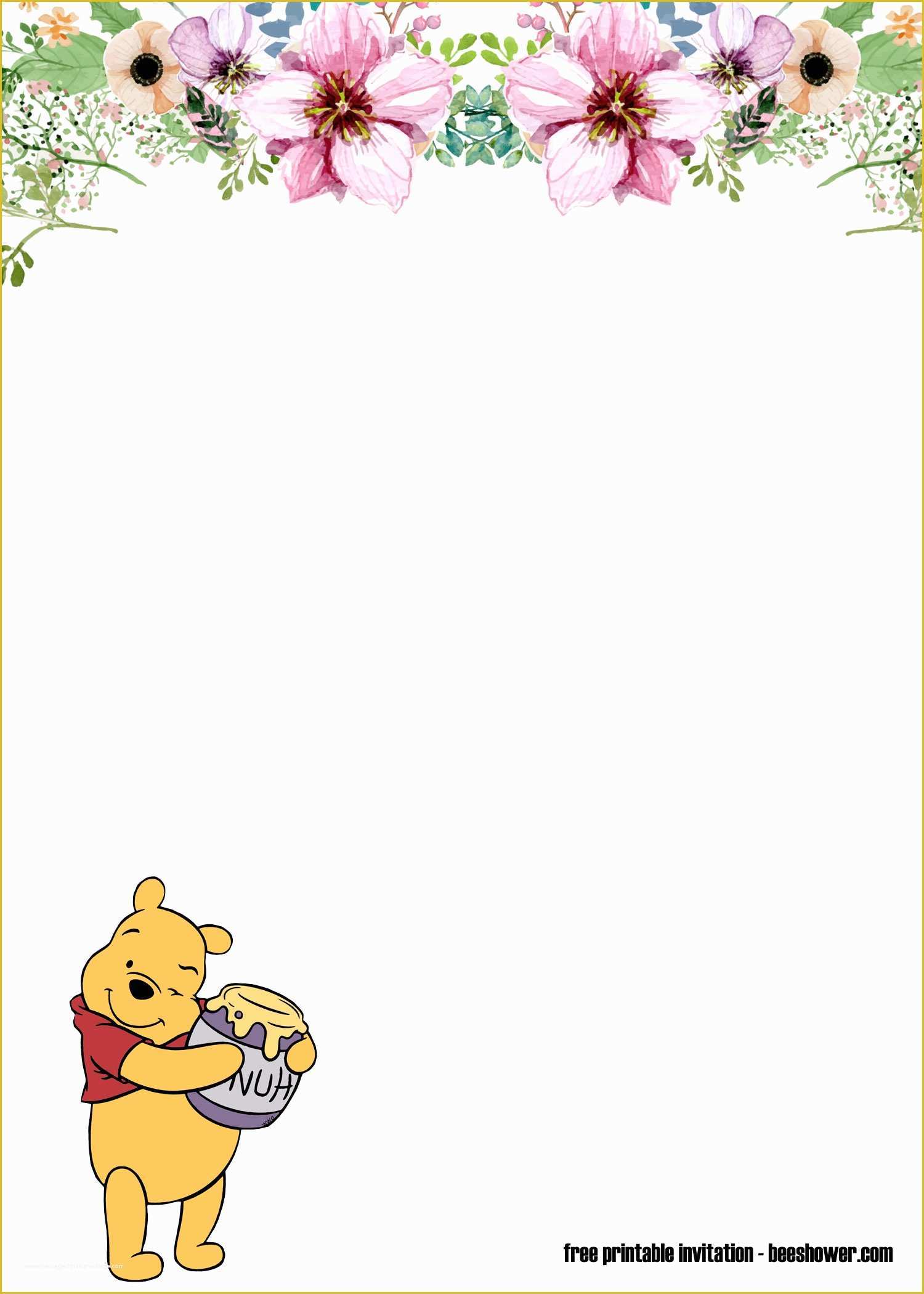 Winnie the Pooh Baby Shower Invitations Templates Free Of Free Classic Winnie the Pooh Baby Shower Invitations