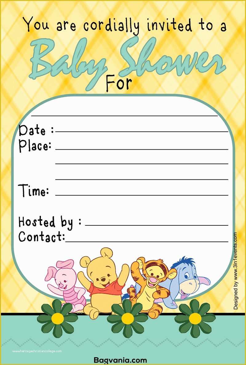 Winnie the Pooh Baby Shower Invitations Templates Free Of Free Printable Winnie the Pooh Birthday Invitation Wording