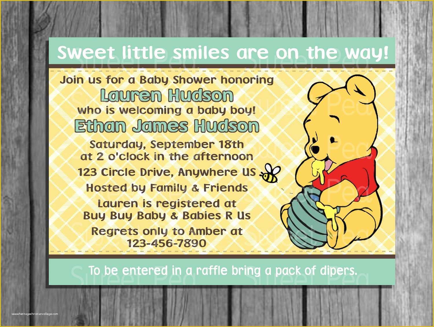 Winnie the Pooh Baby Shower Invitations Templates Free Of Pooh Bear Baby Shower Invitation Thank You Card Invites