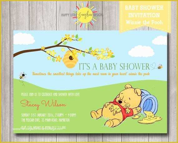 Winnie the Pooh Baby Shower Invitations Templates Free Of Printable Custom Winnie the Pooh Baby Shower Invitation